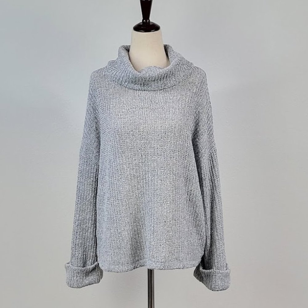 GIBSONLOOK flare sleeve cowl neck sweater grey Sz S